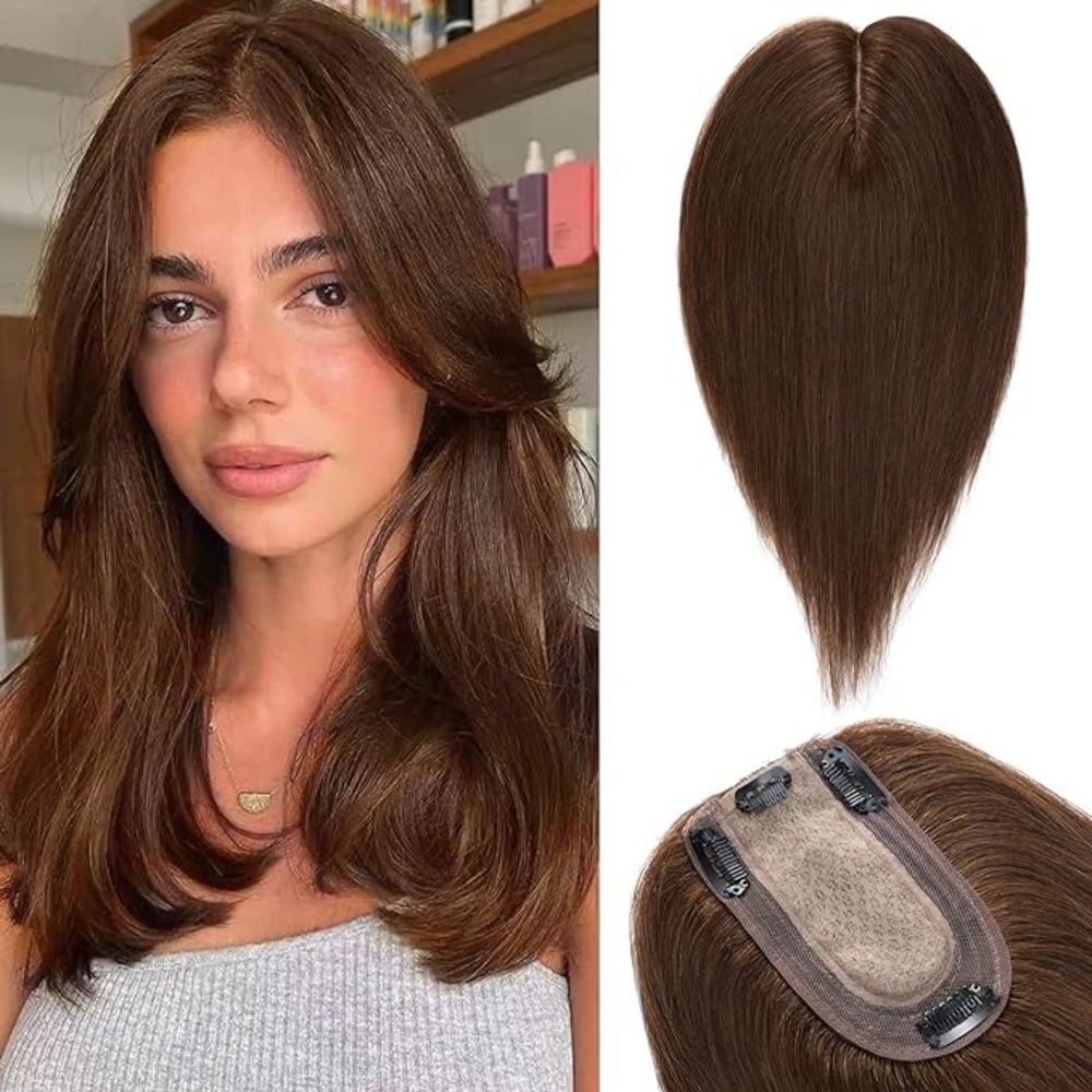 NO Offers PLS- human hair #4 medium brown hair topper
